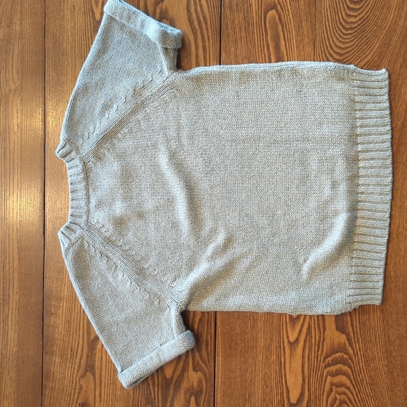 Banana Republic gray/gold metallic crew neck sweater, short-sleeves, small - Picture 2 of 7